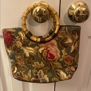 Longaberger Red and Green Floral Tote